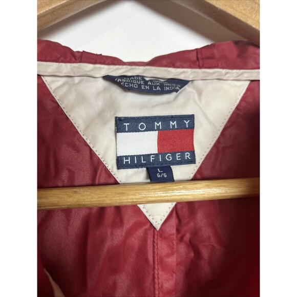 Tommy Hilfiger Red Windbreaker Size L 1/4 Zip - Picture 2 of 4